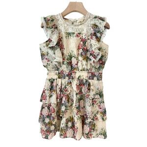 LoveShackFancy Girls‎ 10Y Decker Heritage Dress Cream Floral Multi Ruffles Lace